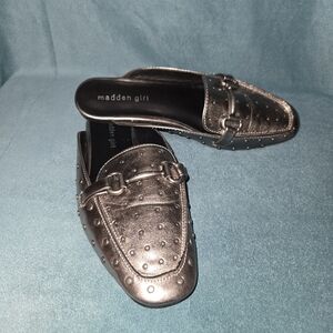 Madden Girl Metallic Silver Studded Loafers